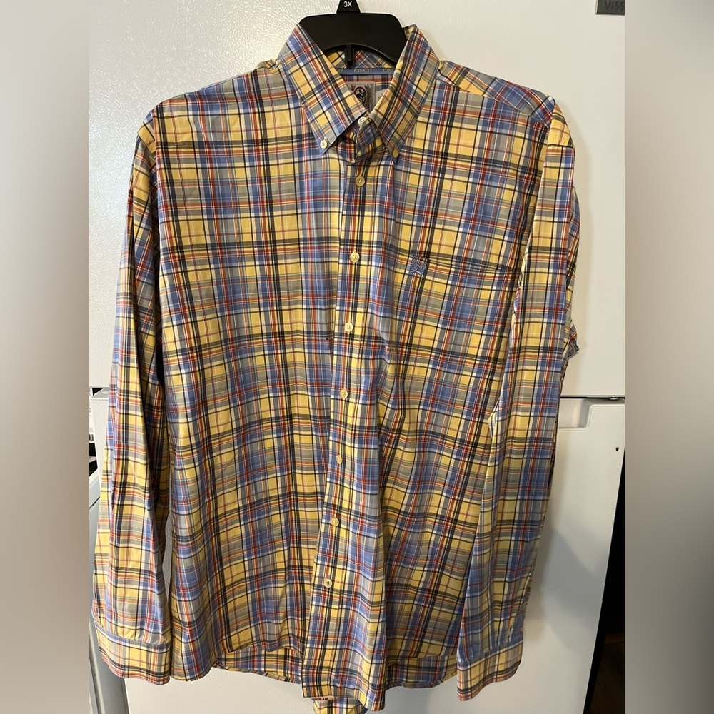 Cinch Yellow Plaid Long Sleeve Men's‎ Large Western Shirt Button Front